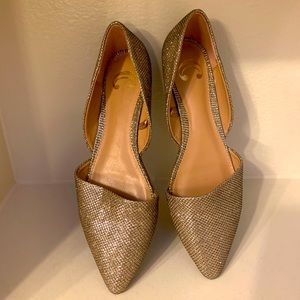 Gold and Silver metallic flat shoes